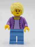 LEGO twn394 Female with Medium Lavender Jacket, Medium Blue Legs, Bright Light Yellow Hair